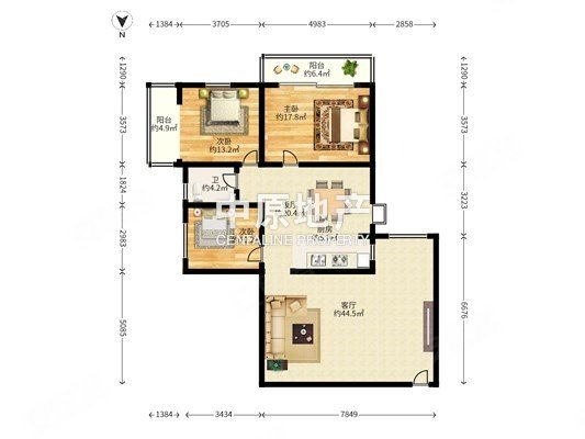 祈乐苑(海珠)3室2厅2卫145㎡南北750万