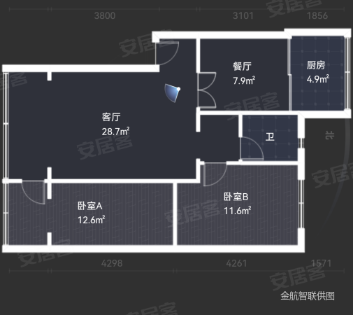 气象地面卫星站住宅楼2室2厅1卫103㎡南北129万