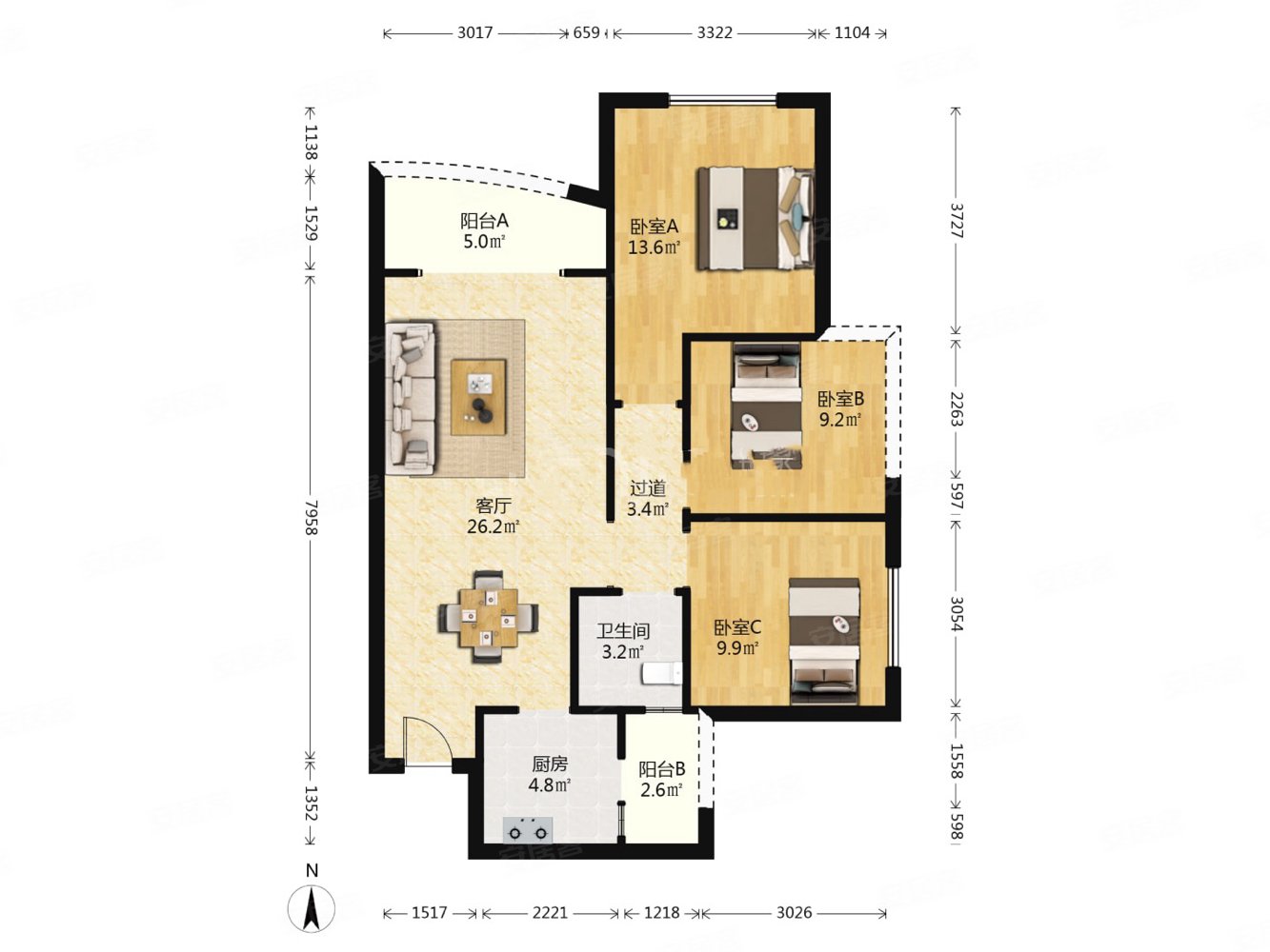 碧波豪庭62万搞定套三的视野好水东步行搞定不接送
