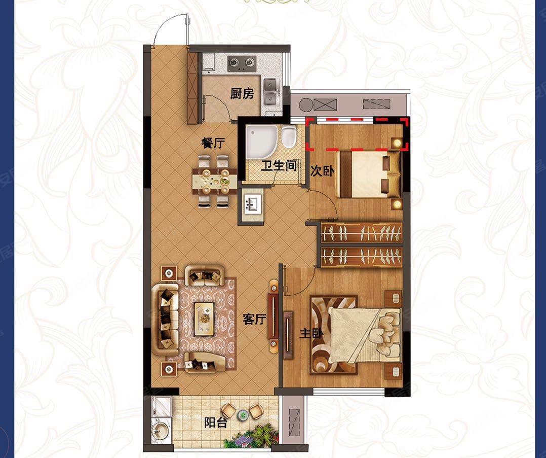 雍景苑(东区)2室1厅1卫50.3㎡南北110万