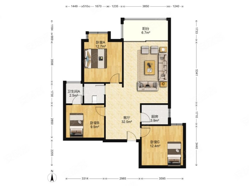 上城国际5法拍房,上城国际二手房,110万,3室2厅,1卫,84.