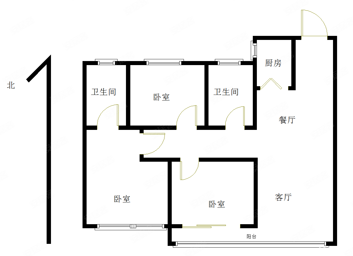 天泰城(莱西)3室2厅2卫109㎡南北59万