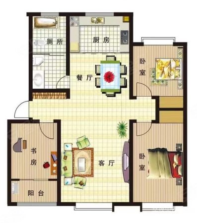 盛世城南区3室2厅1卫116.29㎡南北99万