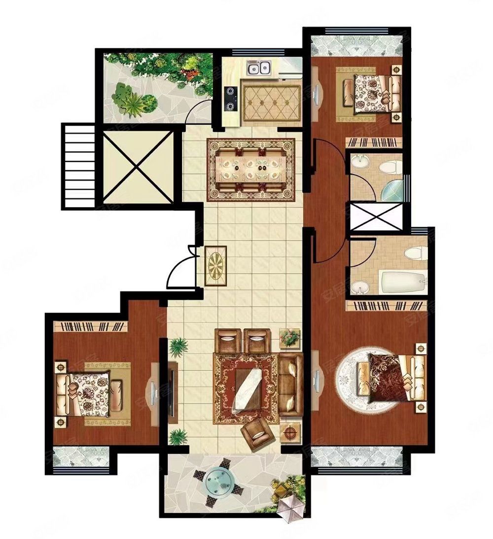 建行小区(准格尔)3室1厅1卫100㎡南北128万