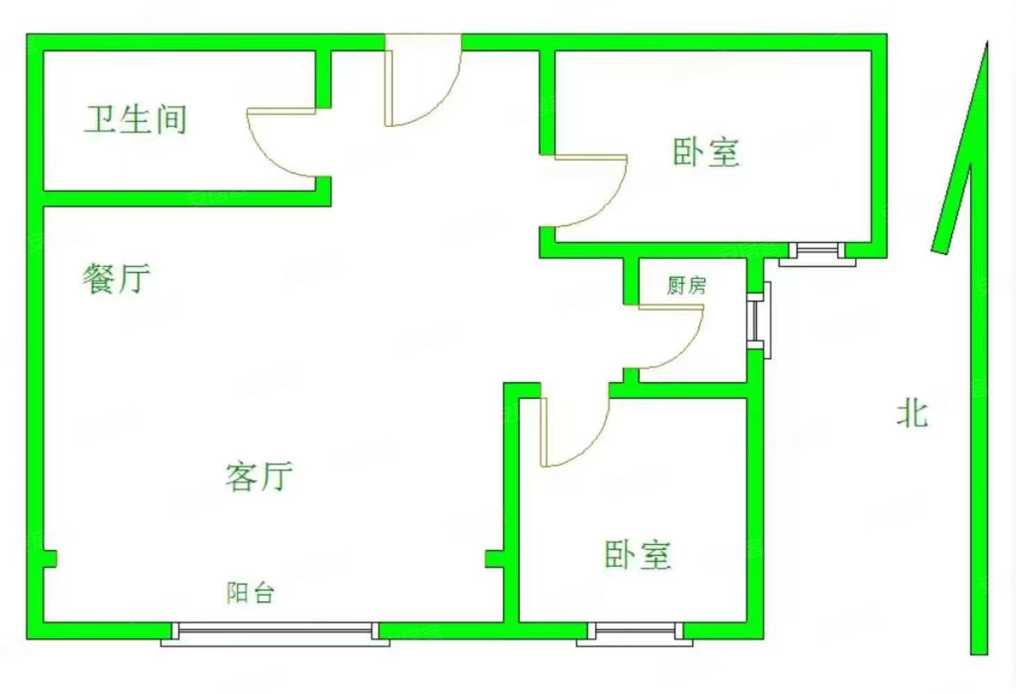 缔景城2室2厅1卫93.28㎡南64.5万