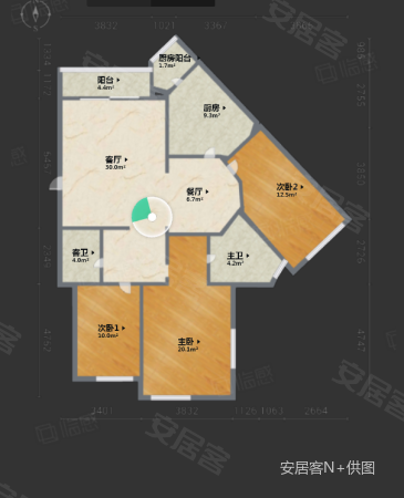 紫薇城市花园3室2厅2卫145㎡南北160万