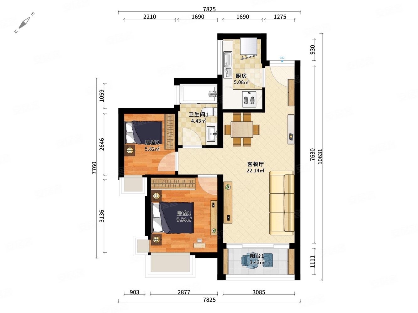 朝南看园林下楼儿童公园家门口深实验精装两房全新未入住