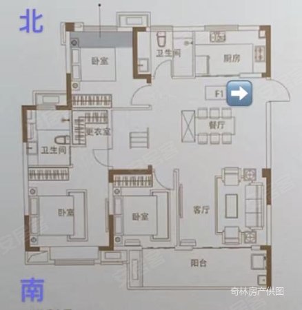 正荣府4室2厅3卫133.47㎡南北246.8万