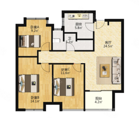 复地宴南都二期南部新城南外三居室不靠高架随时看