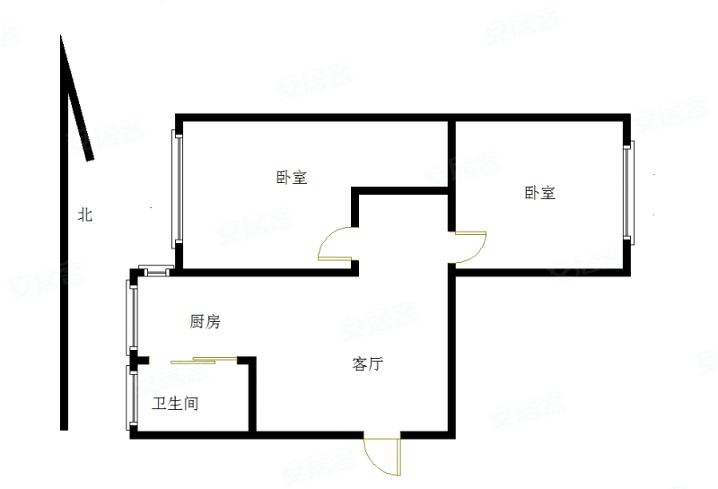 上园小区2室1厅2卫61.95㎡东西23万