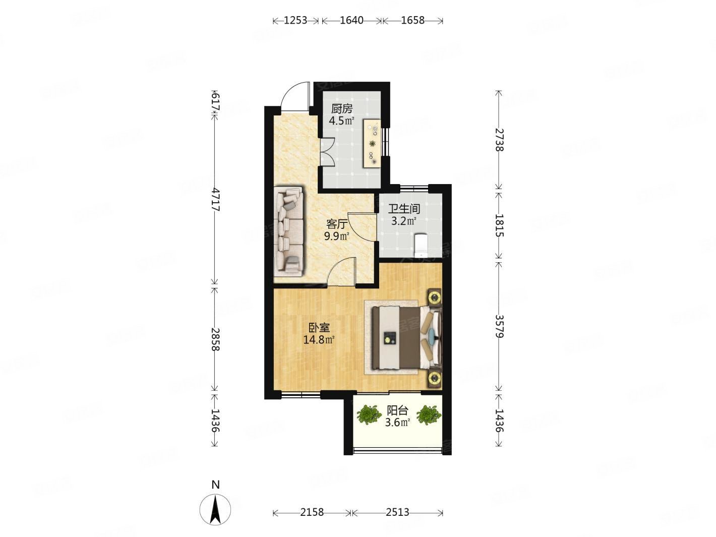安个家奥南金穗花园单室套随时看房