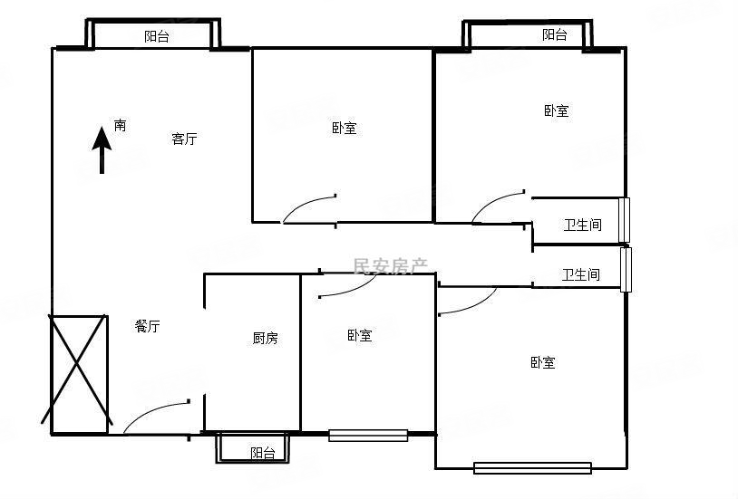 乐富强悦澜湾4室2厅2卫146㎡南北145万