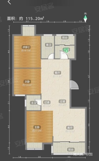 芳辰丽阳(北区)3室2厅2卫133㎡南225万