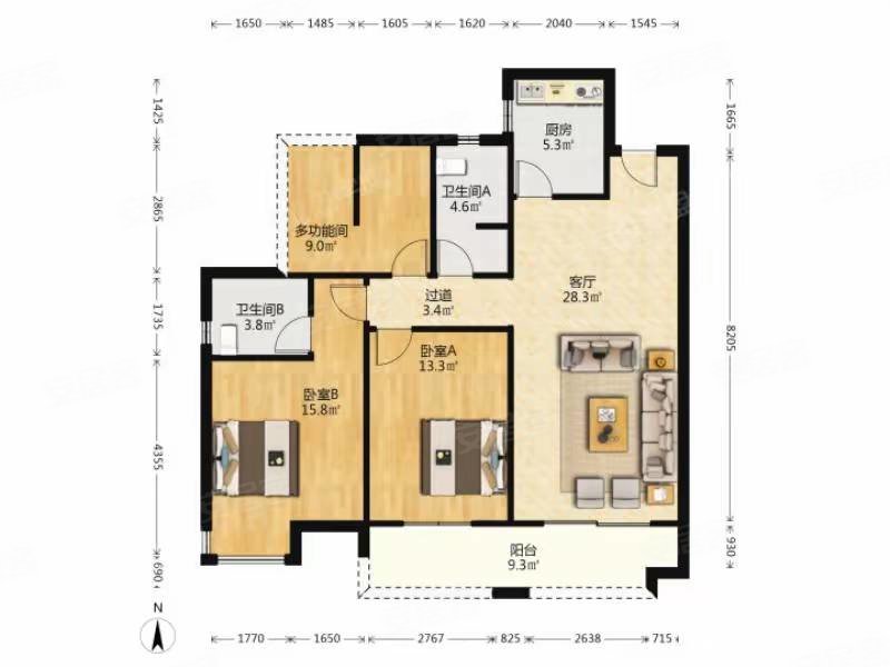 中建江湾壹号3室2厅2卫112㎡南北58.8万