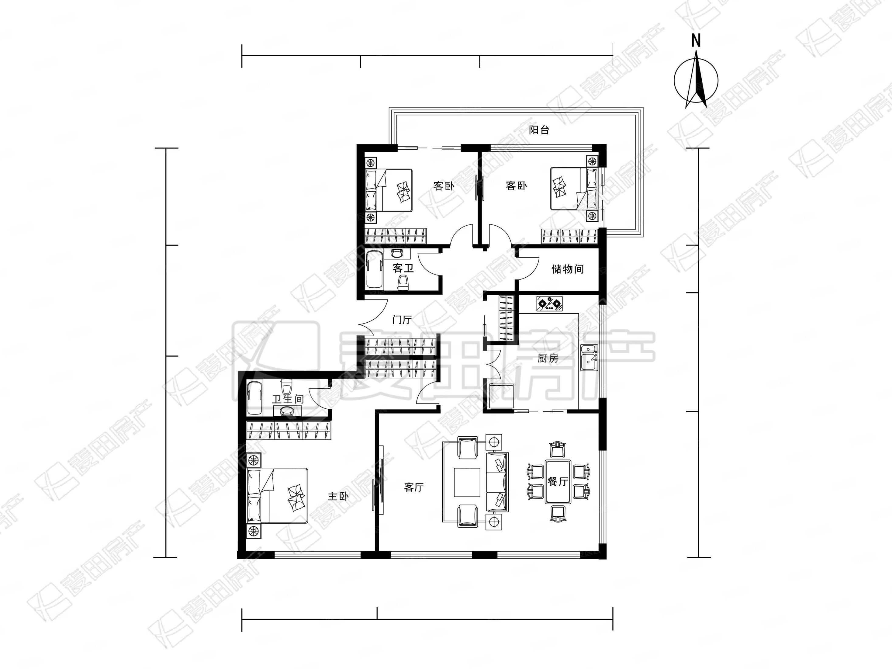 阳光上东西班牙组团南三居室临河观景户型嘎嘎方正