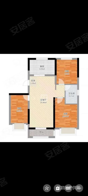 公园1号3室2厅1卫89㎡南北63.8万