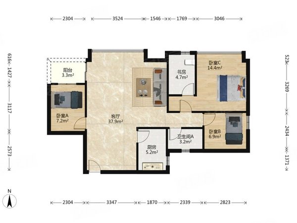 广州天河棠下骏景花园天河区棠下 骏景花园 4室2厅1卫 采光良好电梯房