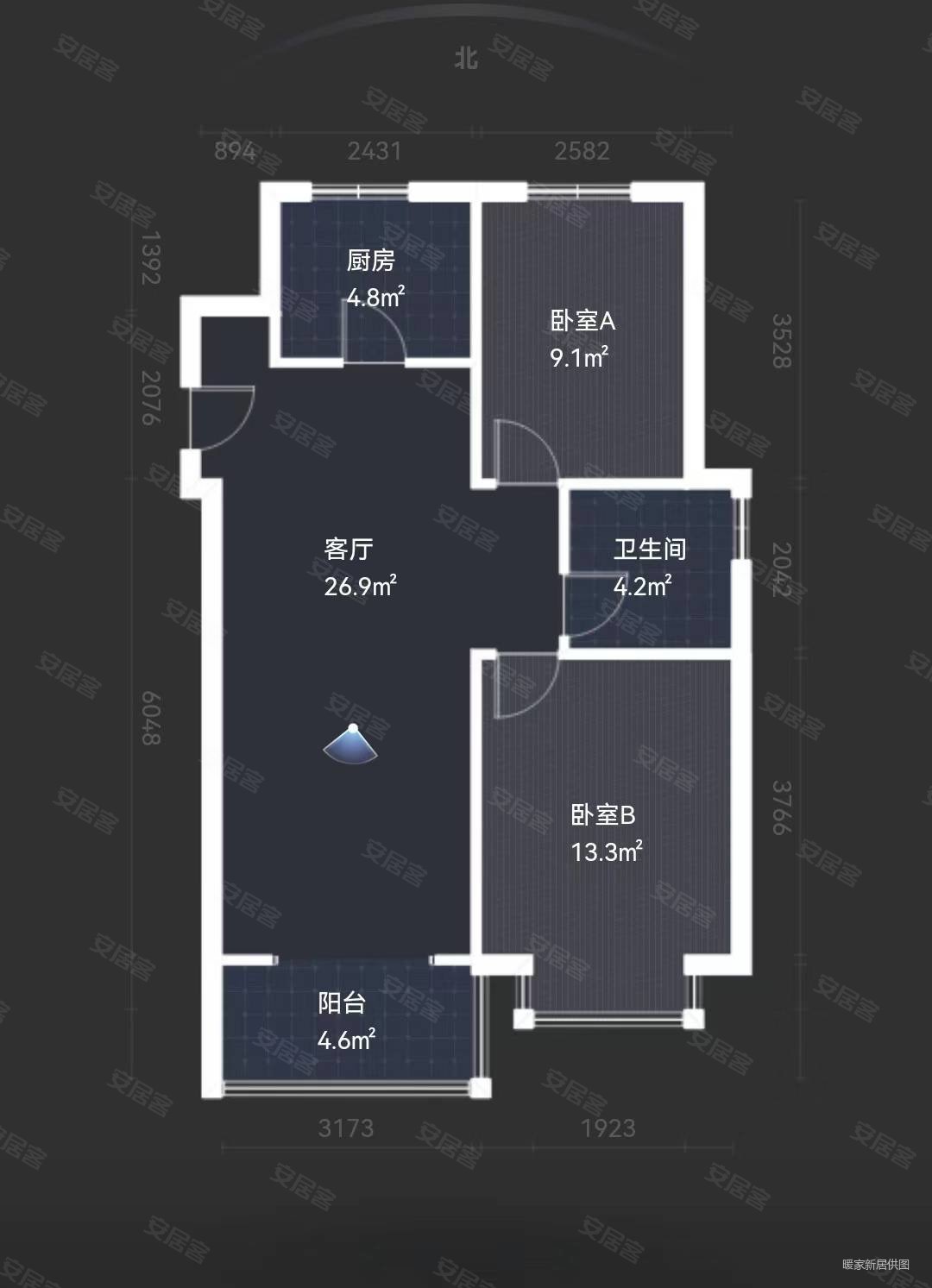 交大创新港大均院85平170w南北通透精装两室全明户型