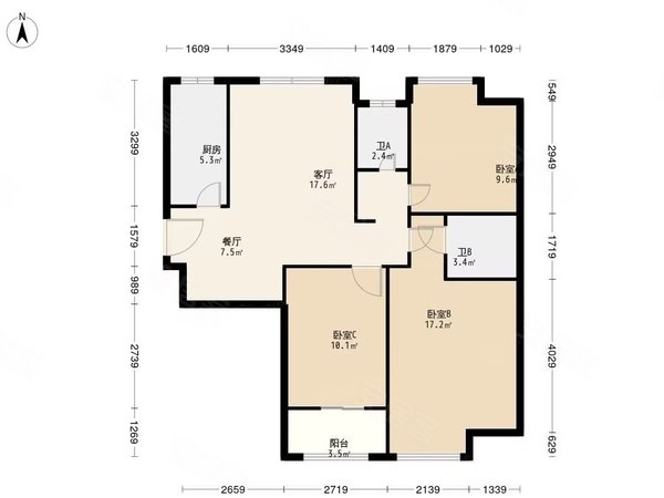 西安未央三桥后卫馨佳苑后卫馨佳苑 3室2厅2卫 南北通透 配套齐全 139