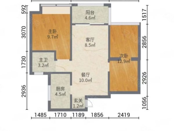 海口美兰江东新区绿地城骏园新上 绿地城骏园 温馨大两房 现代简约 2300 有钥匙出租房源真实图片