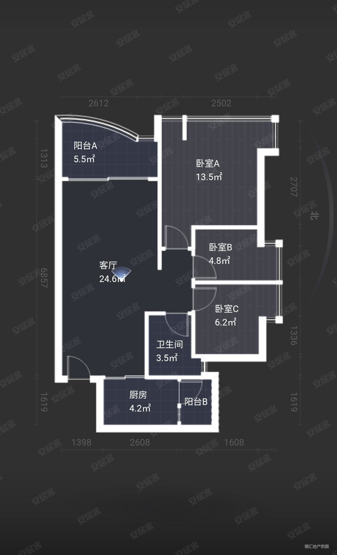 旭景家园3室2厅1卫84.02㎡北305万