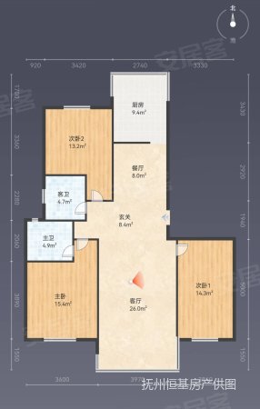 玉茗华城3室2厅2卫138.6㎡南北63.6万