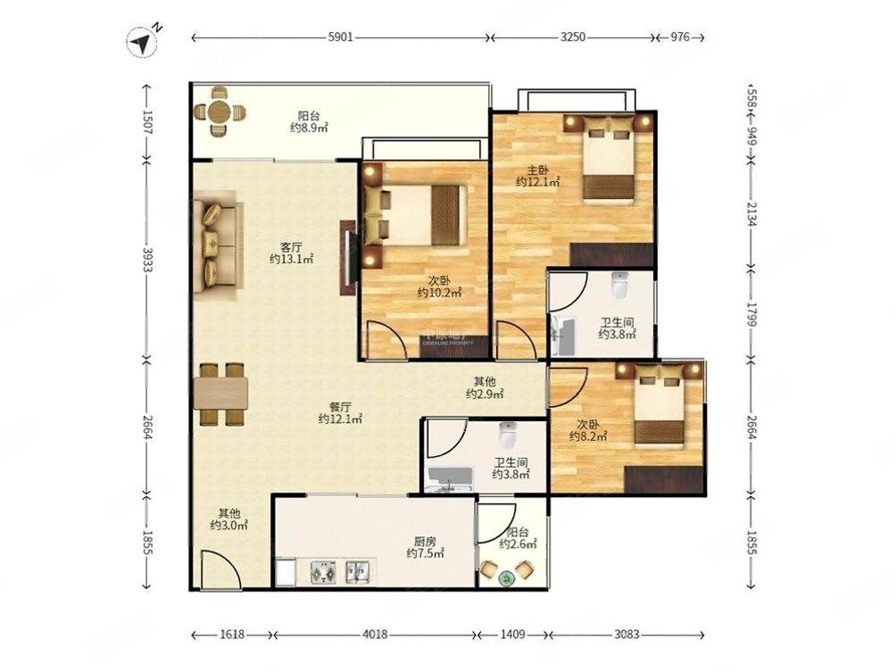 深业东岭 小三居 医疗配套成熟 出行方便 近地铁 南北通透
