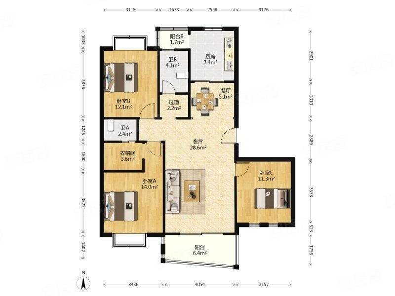 黄兴绿园飞机户型三房两厅两卫带产权车位