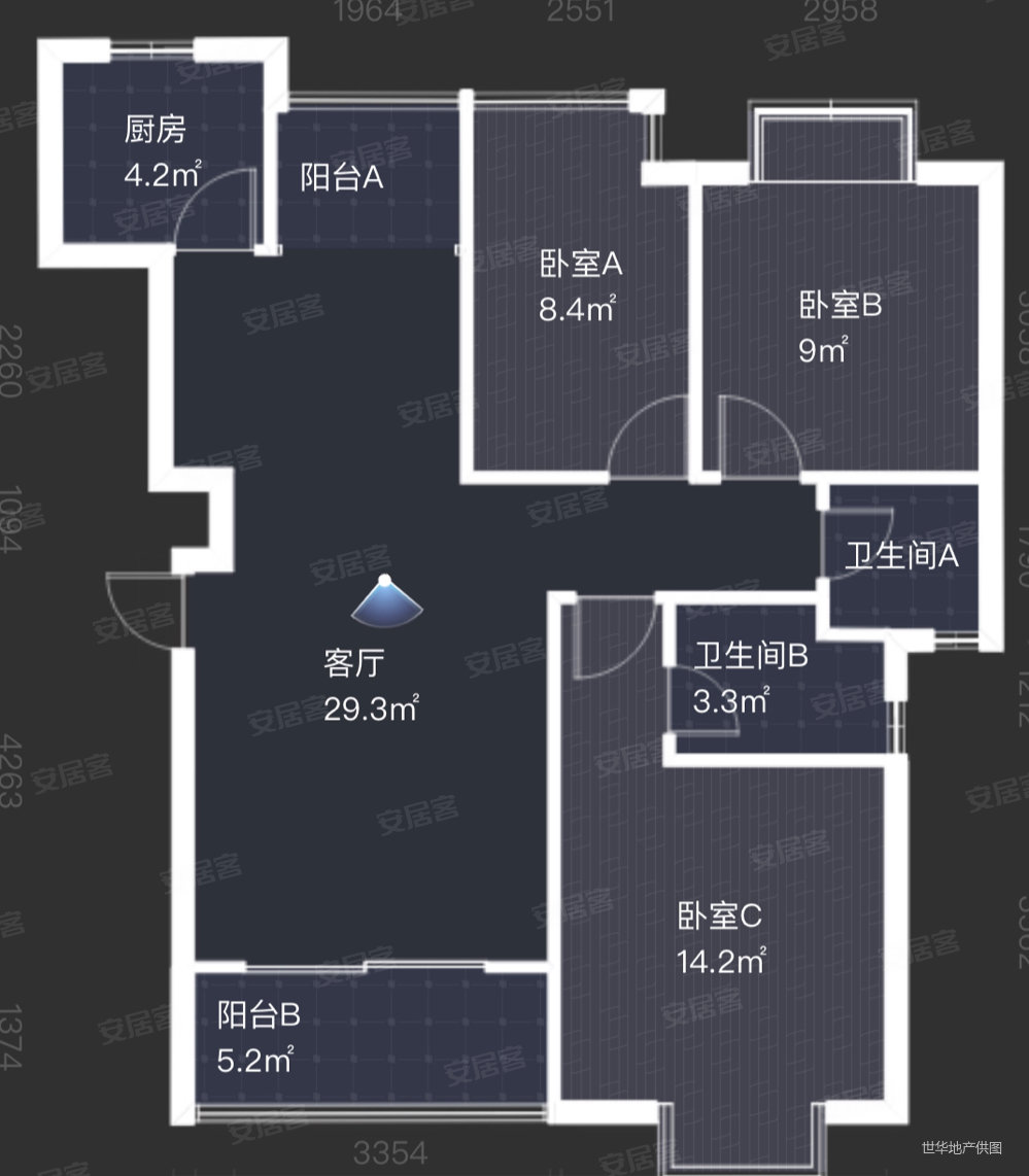 东辉翰林鑫苑3室2厅2卫99.8㎡南北49.8万
