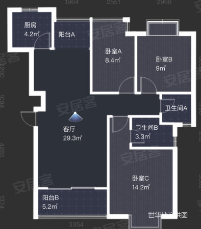 东辉翰林鑫苑3室2厅2卫99.8㎡南北49.8万