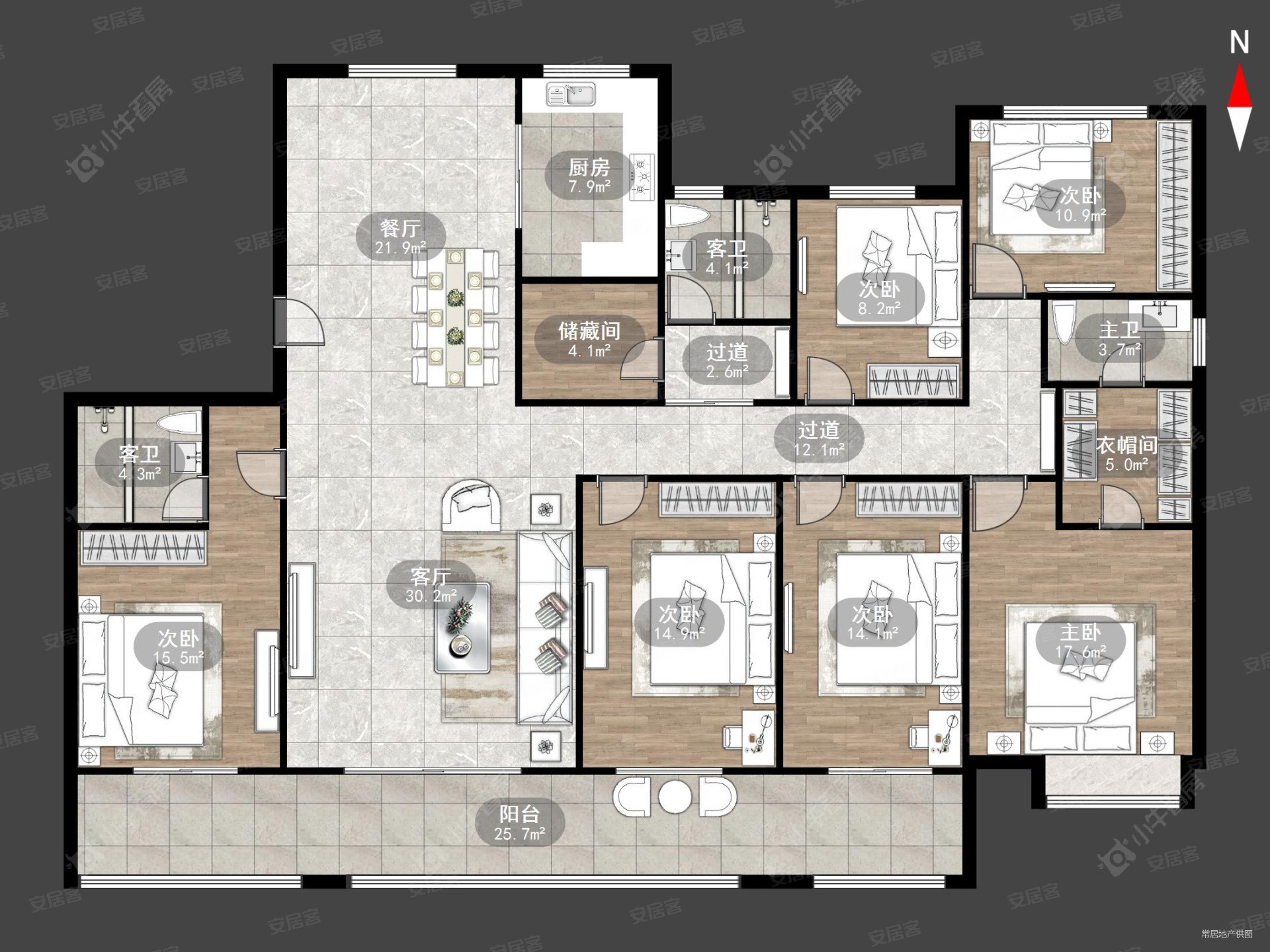 筑源世家6室2厅3卫240㎡南北340万