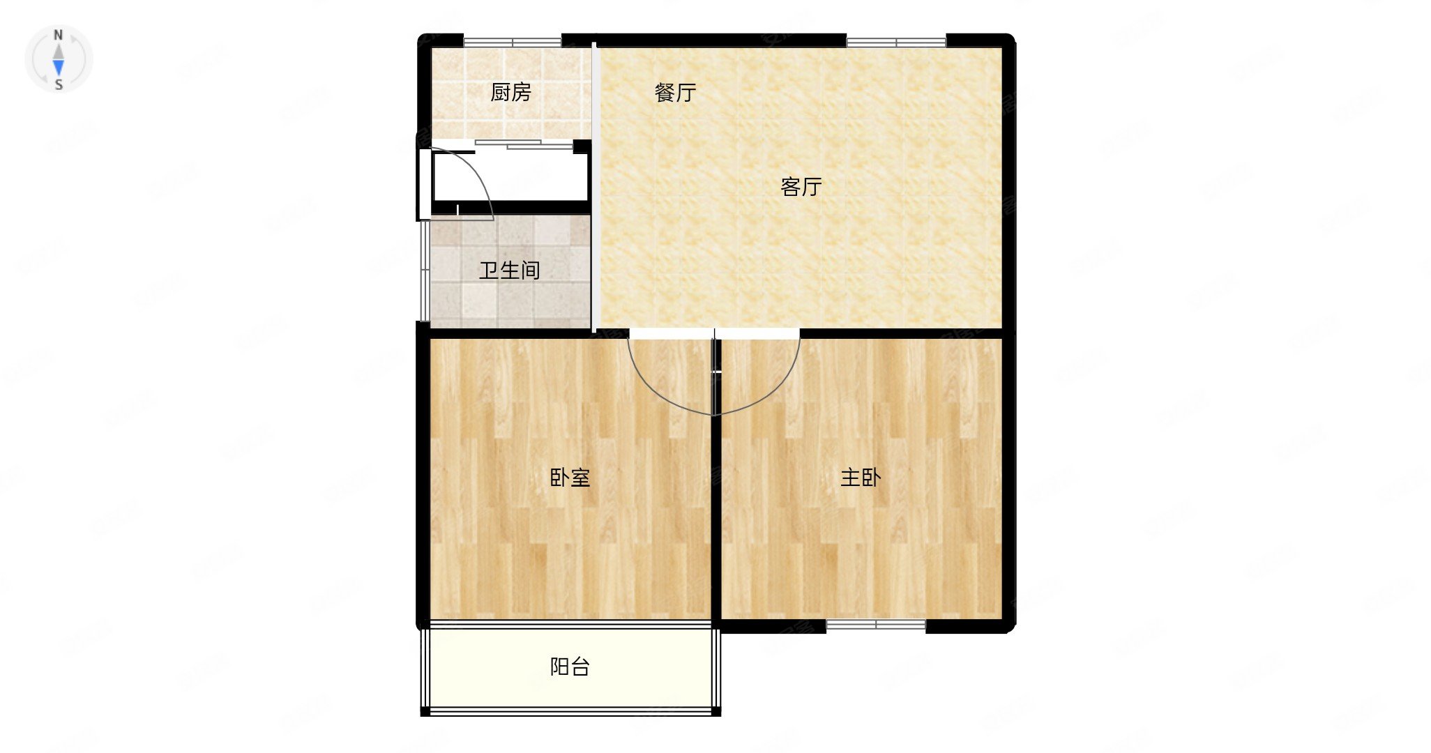 香江花园(北区)2室2厅1卫95㎡南103万