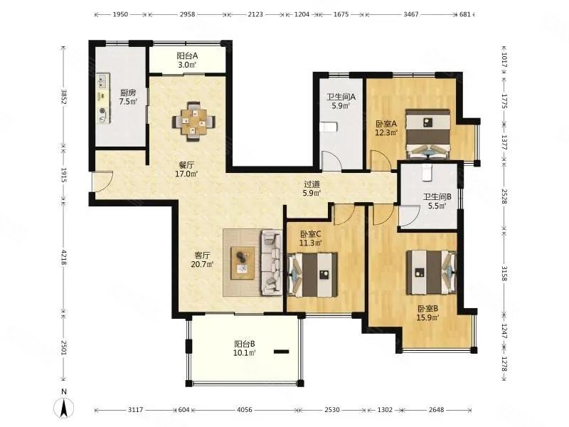 玲珑湾瀚庭湖景三房看房随时141平房东急售户型方正