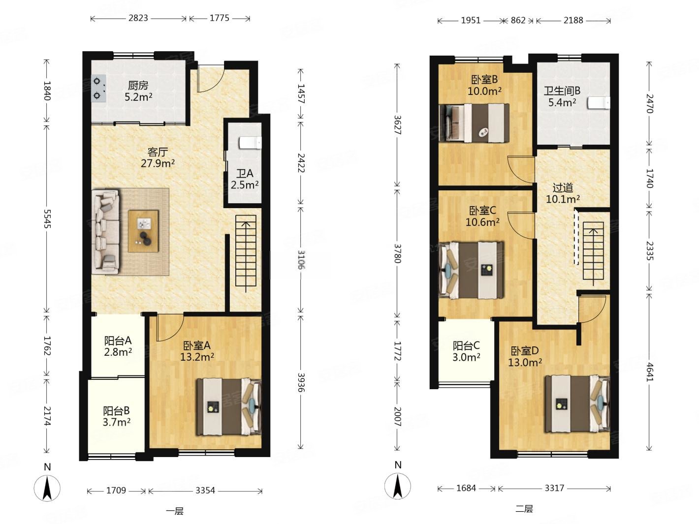 软件大道宏图上水庭院正规跃层四房精装修无遮挡有阳台
