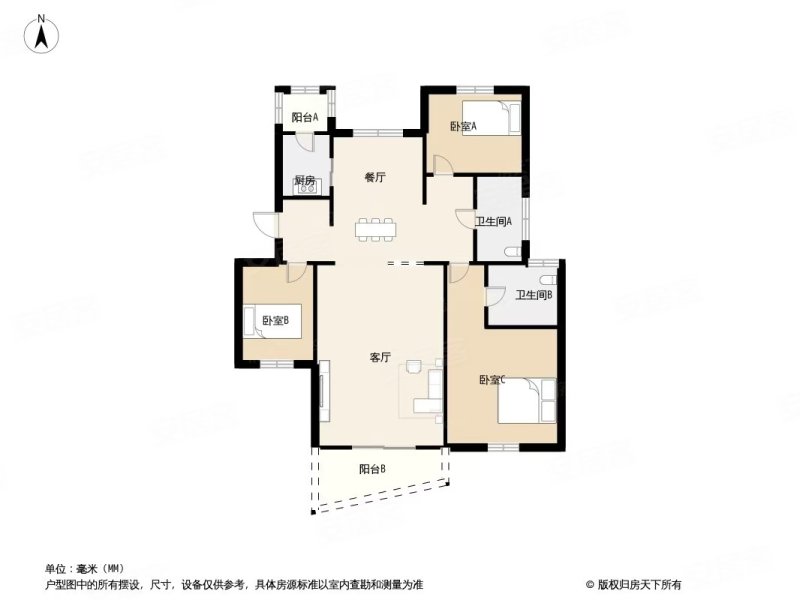 广润翰城3室2厅2卫143.89㎡南北153万