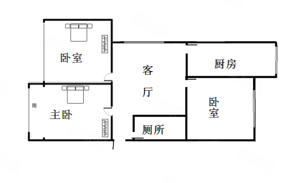 铝材厂宿舍3室1厅1卫71.19㎡南北95万