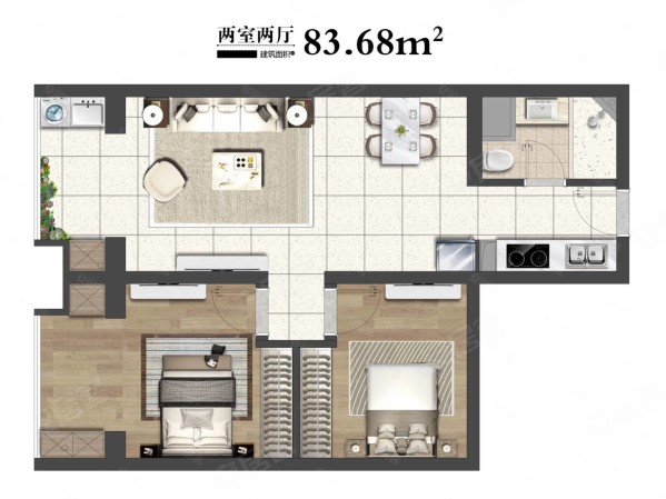 丽都新贵2室2厅3卫87㎡南436万