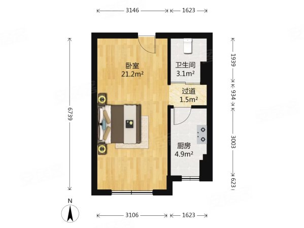 公安局家属楼2室2厅1卫74㎡南北25.8万