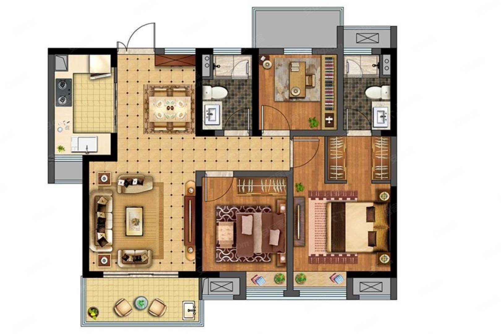 海赋尚城二期3室2厅2卫97.33㎡南310万