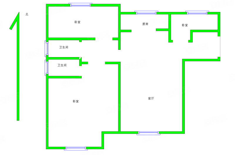 鲲栖府香堡花园 满二   小三居 朝南 商圈成熟 双卫格局