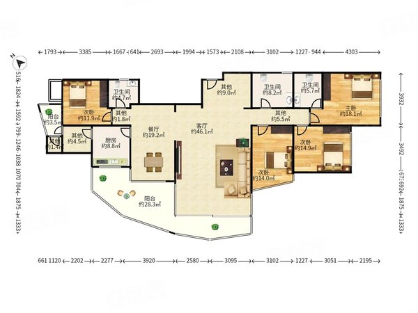 深圳福田香蜜湖熙园熙园 安静高楼层4房 自住空出来出租 拎包入住 带