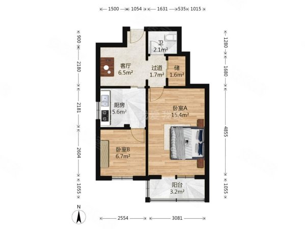 刘家窑东里2室1厅1卫56.07㎡南355万