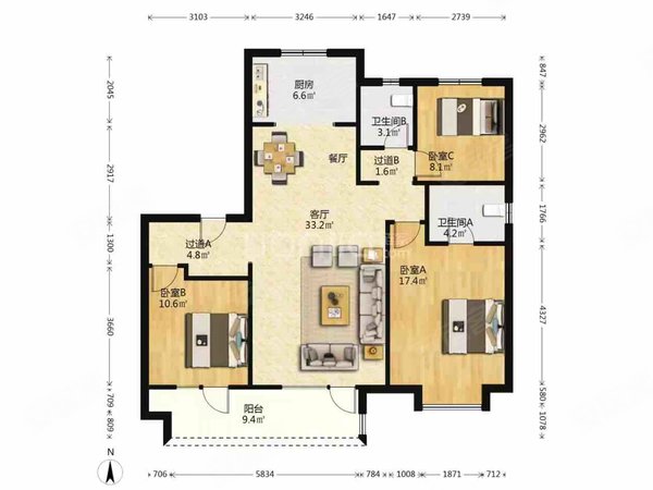 【多图】我家阳光上城(二期),云溪租房,电费房东全包 月付 压1付1