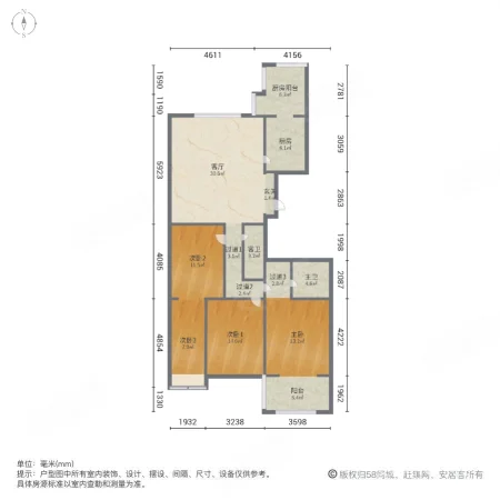 泰华城市广场4室1厅2卫162㎡南北120万