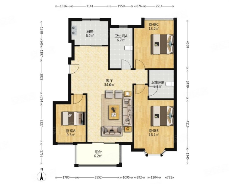 新上精装电梯洋房 有车位 采光好 随时可看 飞机户型低20w,御水湾(东