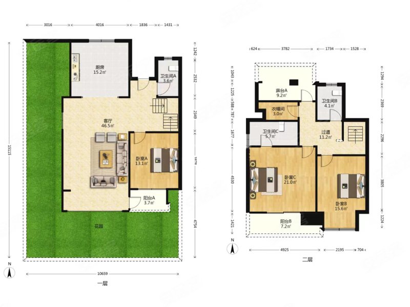 荷澜庭 次新小区 改善一二楼叠加别墅 边户带大花园 急售
