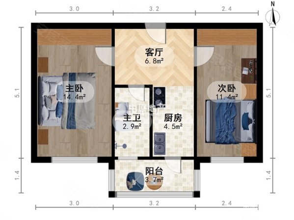 佳园北里2室1厅1卫56.2㎡南66万