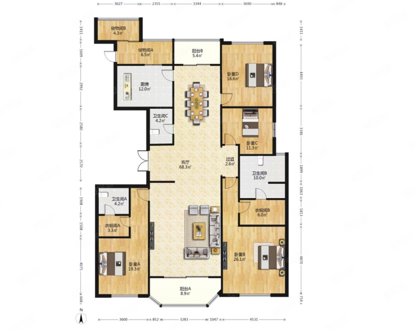 万达公馆二手房,775万,4室2厅,3卫,244.53平米-南京安居客