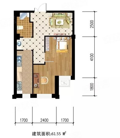 亿达襄苑1室1厅1卫62.36㎡南32万