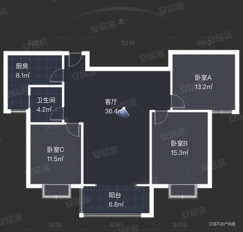 华泰世纪华苑3室2厅1卫128㎡南北113万